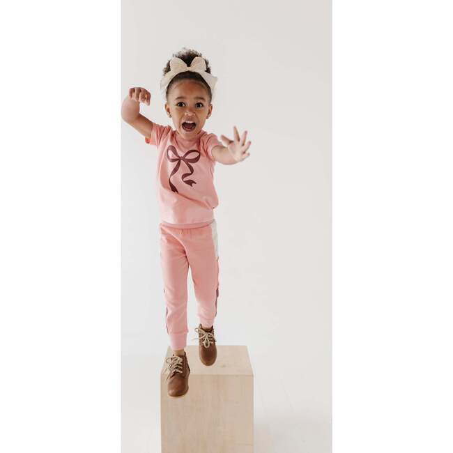 Girl's Short Sleeve Tee Bow in Rose Brown - T-Shirts - 4