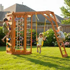 Hawthorn Outdoor Climber Playset |  Monkey Bars, Swing & Octagon Climber for Kids