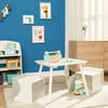 Fantasy Fields by Teamson Kids - Biscay Bricks Table & Chairs Kids Furniture, Grey - Play Tables - 3 - thumbnail