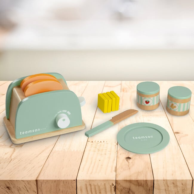 Little Chef Frankfurt Wooden Toaster Play Kitchen Accessories, Green - Play Food - 6