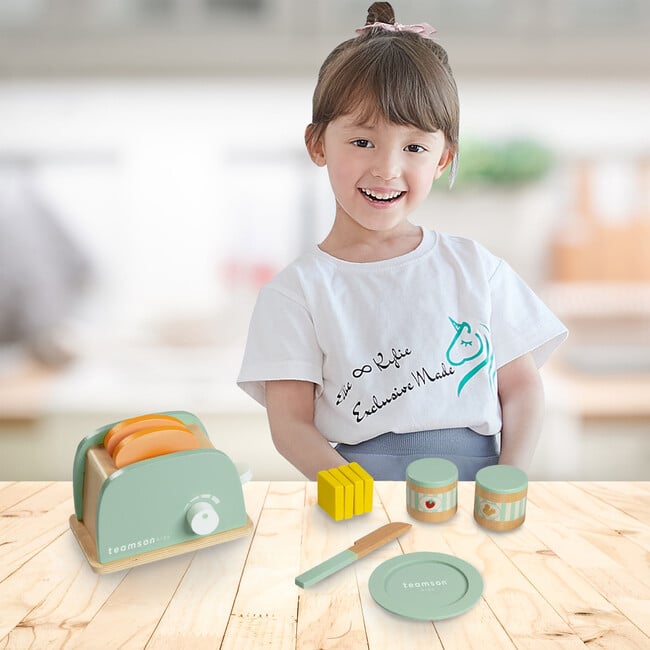 Little Chef Frankfurt Wooden Toaster Play Kitchen Accessories, Green - Play Food - 7
