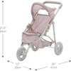 Olivia's Little World Doll Jogging-Style Stroller, Pink/Cream/Gray - Doll Accessories - 3 - thumbnail