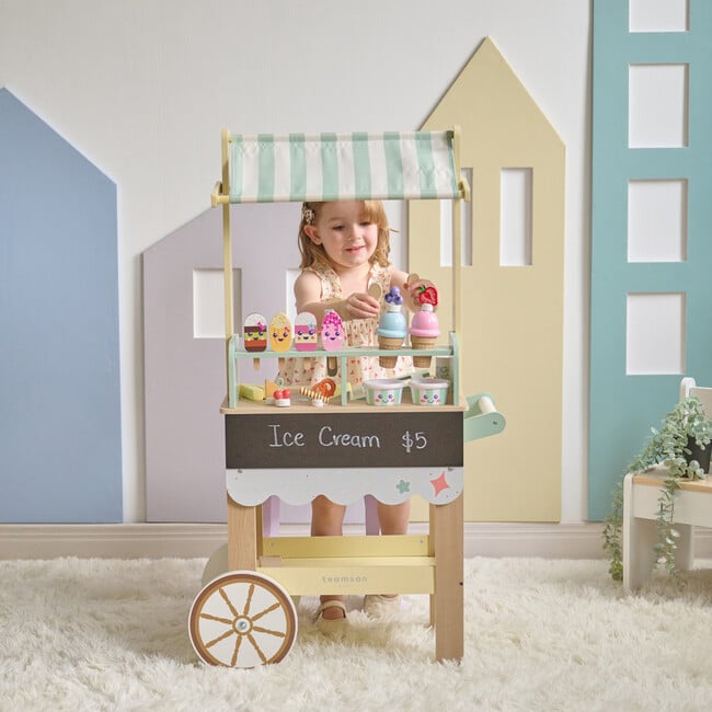 Jolly Pals Wood Ice Cream Stand with 33 Accessories and Chalkboard - Play Kitchens - 6