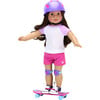 18" Doll Skateboard, Helmet & Knee Pads Set, Blue - Doll Accessories - 2 - thumbnail