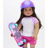 18" Doll Skateboard, Helmet & Knee Pads Set, Blue - Doll Accessories - 3 - thumbnail