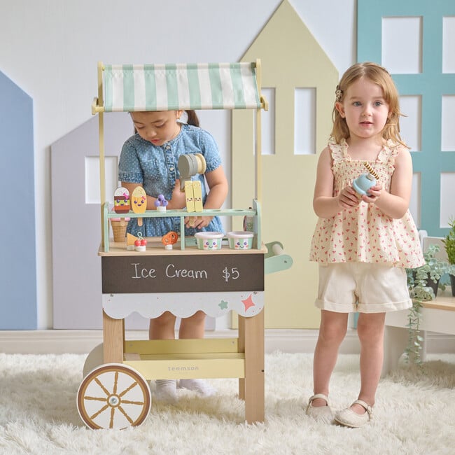 Jolly Pals Wood Ice Cream Stand with 33 Accessories and Chalkboard - Play Kitchens - 7