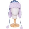 The Cozy Trapper Hat, Kittens Print with Orchid Sherpa Liner & Pompoms - Hats - 1 - thumbnail