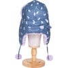 The Cozy Trapper Hat, Kittens Print with Orchid Sherpa Liner & Pompoms - Hats - 3 - thumbnail