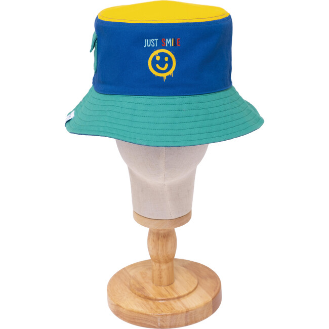Reversible Bucket Hat ,Blue Smile - Hats - 1
