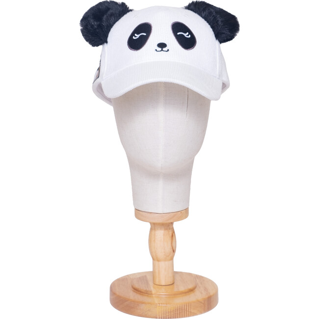 Corduroy Baseball Hat, Panda Face with Furry Ears