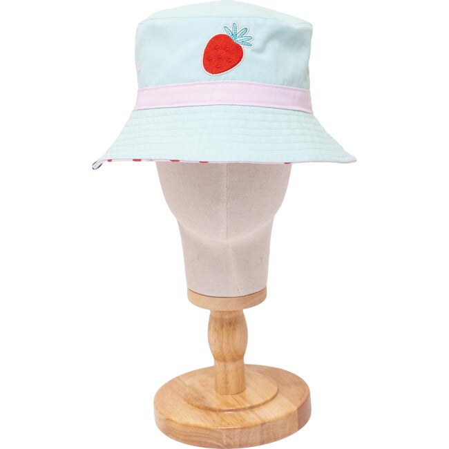 Reversible Bucket Hat , Strawberries + Daisies - Hats - 1
