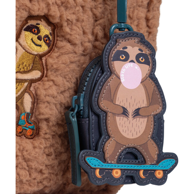 Sherpa Tote Bag with Matching Coin Purse, Skating Sloth - Bags - 7