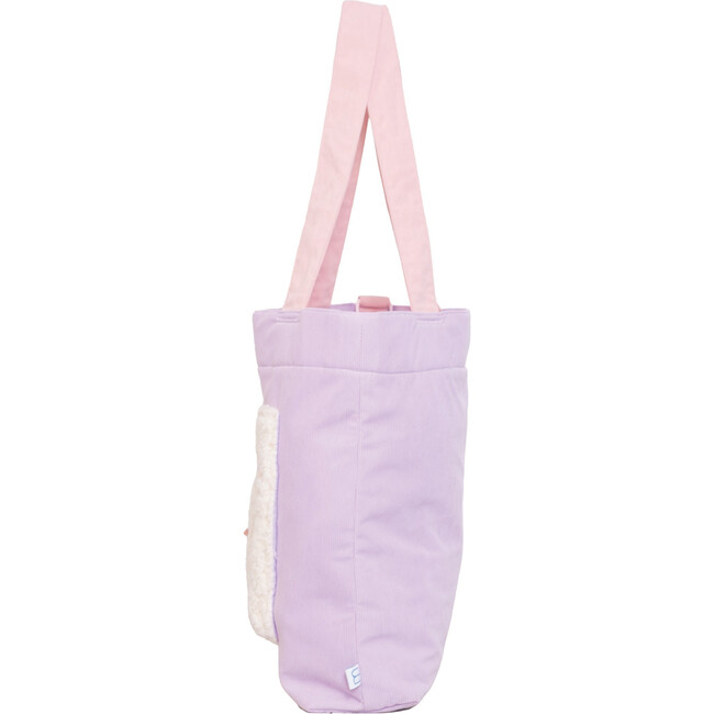 Color Block Tote – Corduroy & Sherpa Bag with Double Pockets + Cozy Coin Purse - Orchid