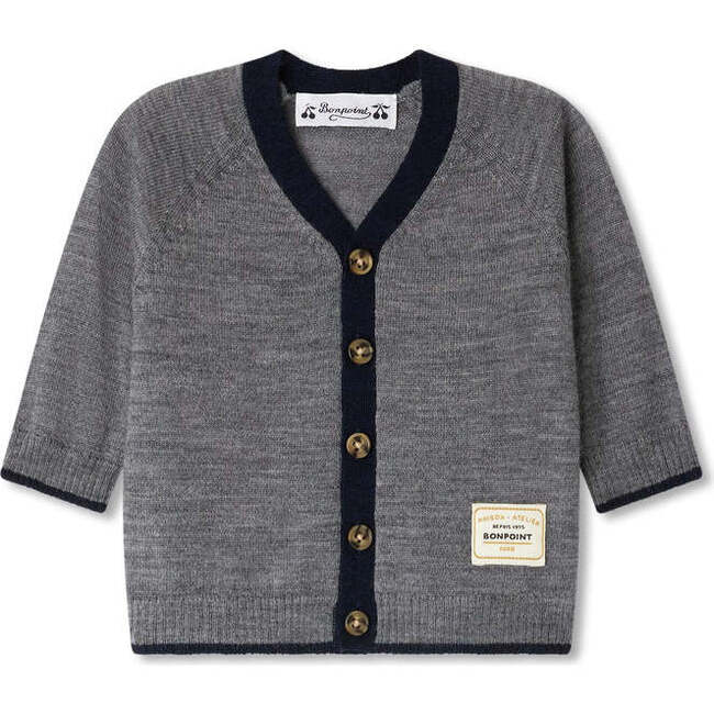 Teotim Baby Cardigan, Grey Melange Grey