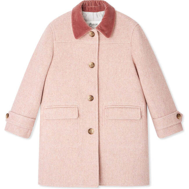 Jaida Velvet Collar Pea Coat, Delicate Pink