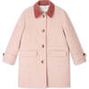 Jaida Velvet Collar Pea Coat, Delicate Pink - Coats - 1 - thumbnail