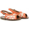 Daisies Buckle Strap Leather Sandals, Orange - Sandals - 1 - thumbnail