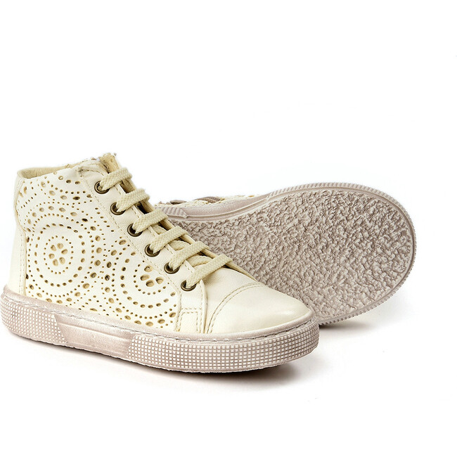 Lace-Up Leather Sneakers, White