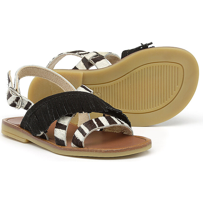 Crossover Band Sandals, Black