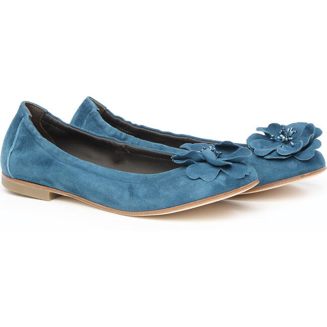 Ballerinas With Flower Detail, Navy