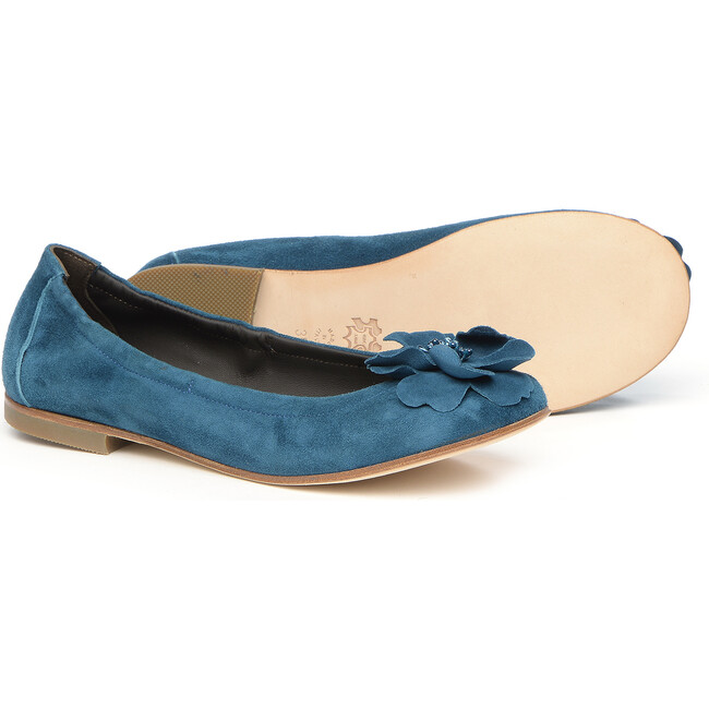 Ballerinas With Flower Detail, Navy