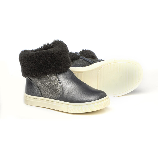 Ankle Boots With Sheepskin Details, Grey