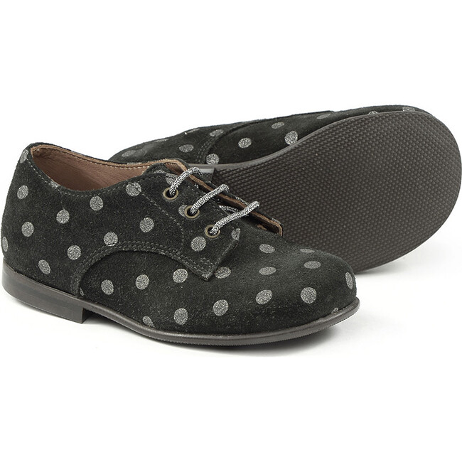Lace-Up Shoes, Pois Black