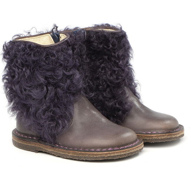 Side Zip Ankle Boots, Purple