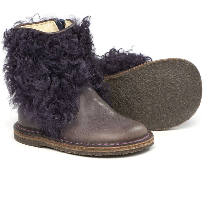 Side Zip Ankle Boots, Purple