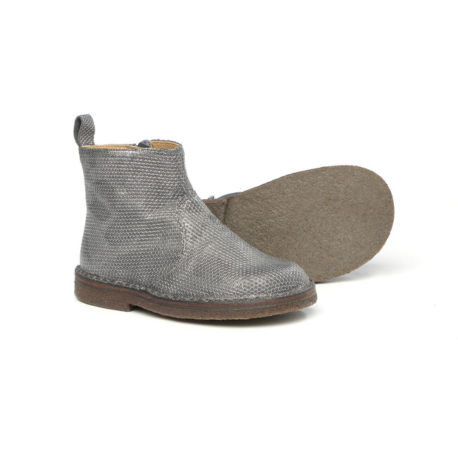 Side Zip Ankle Boots, Silver