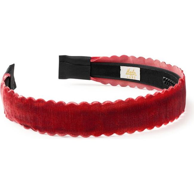 Opaline Velvet Scalloped Headband, Scarlet