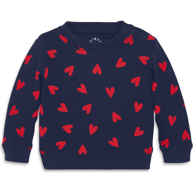 Baby Sweatshirt In Confetti Hearts, Navy Mini Lollipop Hearts