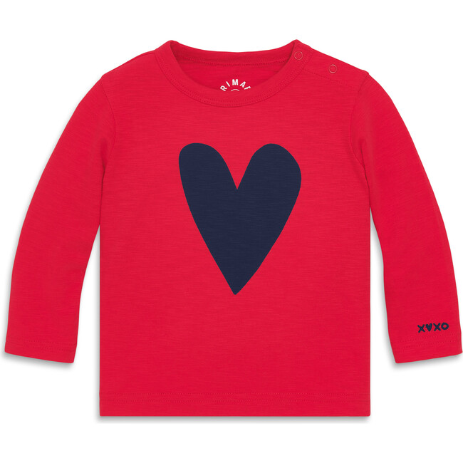 Baby Long Sleeve Heart Tee, Lollipop Navy