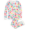 Kids Organic Long Sleeve Pj Set In Rainbow Candy Hearts - Pajamas - 1 - thumbnail