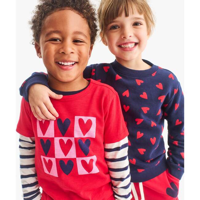 Kids Sweatshirt In Confetti Hearts, Navy Mini Lollipop Hearts - Sweatshirts - 3
