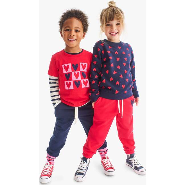 Kids Sweatshirt In Confetti Hearts, Navy Mini Lollipop Hearts - Sweatshirts - 4