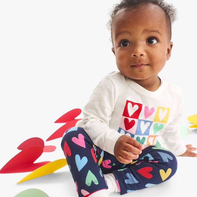 Baby Legging In Rainbow Candy Hearts, Navy Rainbow Candy Hearts - Leggings - 3