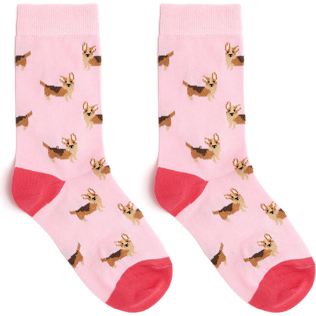 Great British Cotton Socks, Pink Corgi Dogs