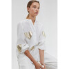 Cupid Linen Shirt, Off-White w/ Gold Hearts Off-White with Gold Hearts - Blouses - 1 - thumbnail
