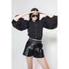 Frida Metallic Linen Shorts, Black Metallic - Shorts - 1 - thumbnail