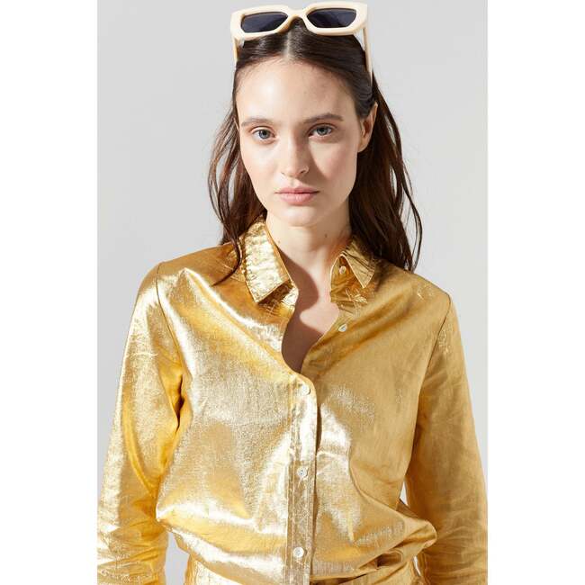San Marino Metallic Linen Shirt, Gold
