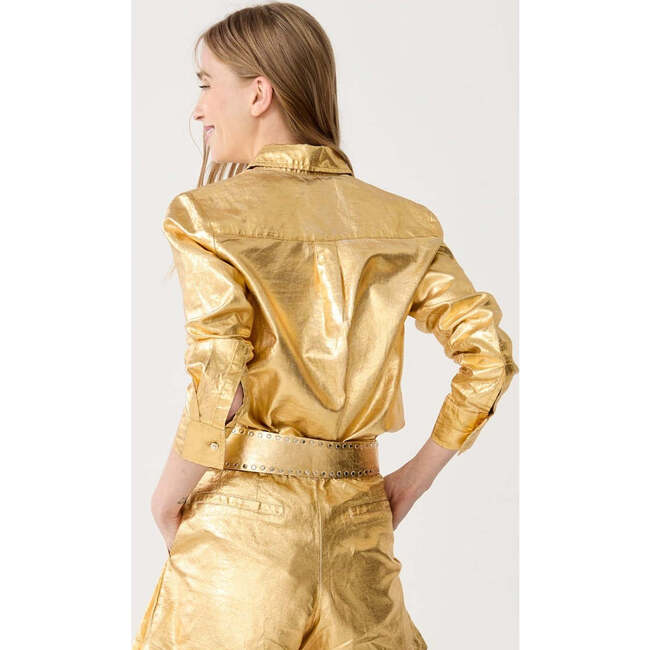 San Marino Metallic Linen Shirt, Gold