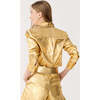 San Marino Metallic Linen Shirt, Gold - Blouses - 2