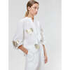 Cupid Linen Shirt, Off-White w/ Gold Hearts Off-White with Gold Hearts - Blouses - 2