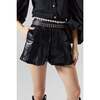 Frida Metallic Linen Shorts, Black Metallic - Shorts - 2