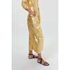 Culotte Metallic Linen Pants, Gold - Pants - 2