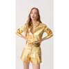 San Marino Metallic Linen Shirt, Gold - Blouses - 4