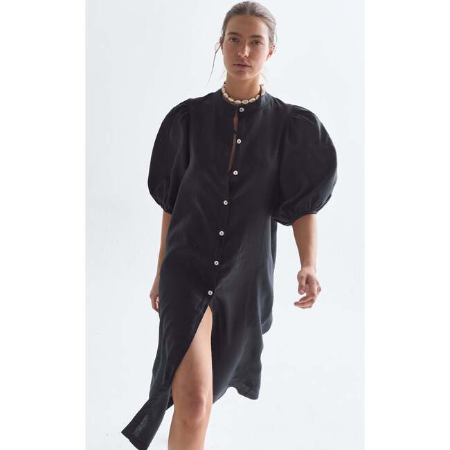 Willow Linen Dress, Black - Dresses - 3
