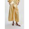 Culotte Metallic Linen Pants, Gold - Pants - 3