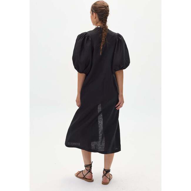 Willow Linen Dress, Black - Dresses - 4